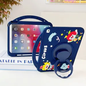 Cute Anti-Stress Cartoon Silicone Case for iPad (10th Gen) / iPad 11 A16, Full Coverage, 360 Rotation Stand, Shockproof Soft Shell, Tablet Accessories