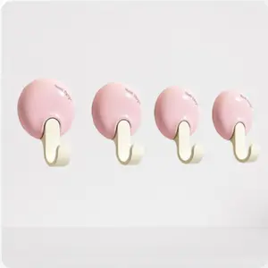 4pcs Multi-Functional Hooks, Strong Adhesive, No Drill, Wall-Mounted, Bathroom Door Hangers, Traceless, Home Use, Dopamine Hooks
