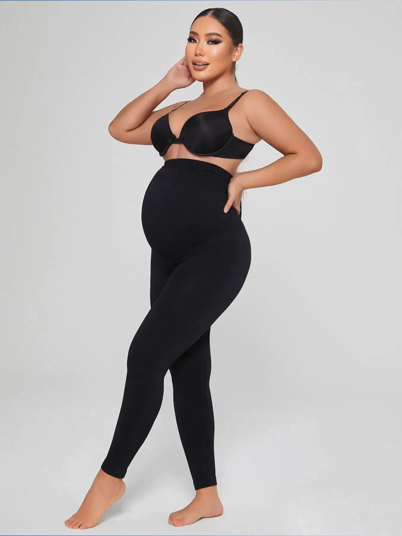Maternity Solid High Waist Leggings, Comfortable Stretchy Belly Band Maternity Leggings, Pregnancy Support Pants, Maternity Clothing & Accessories