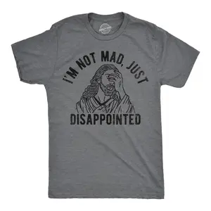 Mens Im Not Mad Just Disappointed Funny T Shirts Sarcastic Jesus Tee for Men Mens Funny T Shirts Cool Vintage Fashion T-Shirt Gift Classic Menswear Sarcastic Apparel for Men Funny Religious Short Sleeve Novelty Dark Grey