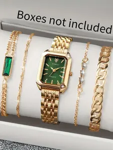 Women's Elegant Fashion Quartz Watch & Bracelet Set, Fashion Watch Set for Party, Daily Decor, Trendy All-match & Exquisite Watch Set for Birthday Gift, Jewelry Watch Set