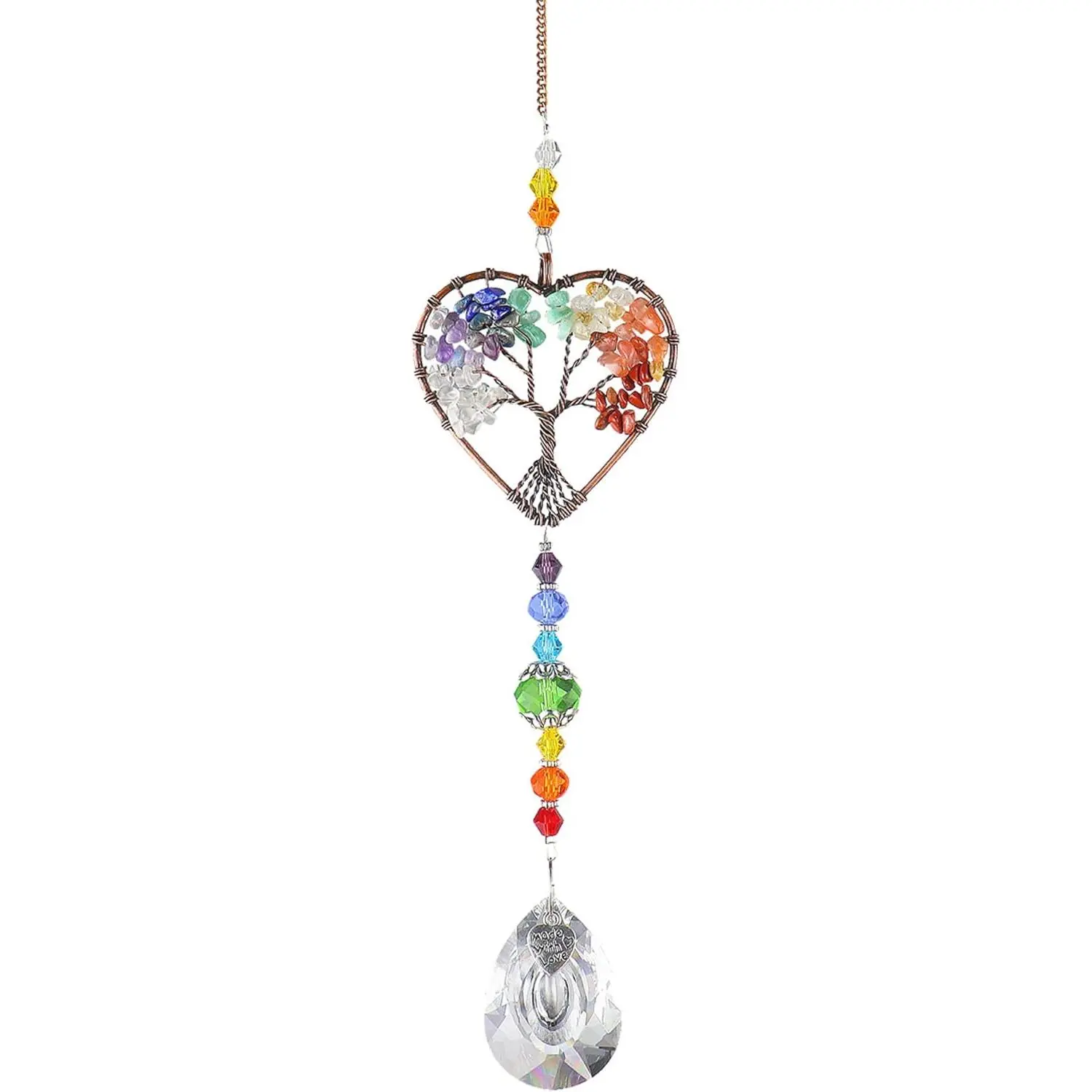 Stone Hanging Suncatcher Ornament with Rhinestones & Hook - Colorful Reflective Nature-Infused Rainbow Maker for Indoor Window Room, Home Improvement (1 Piece, Family-Approved)
