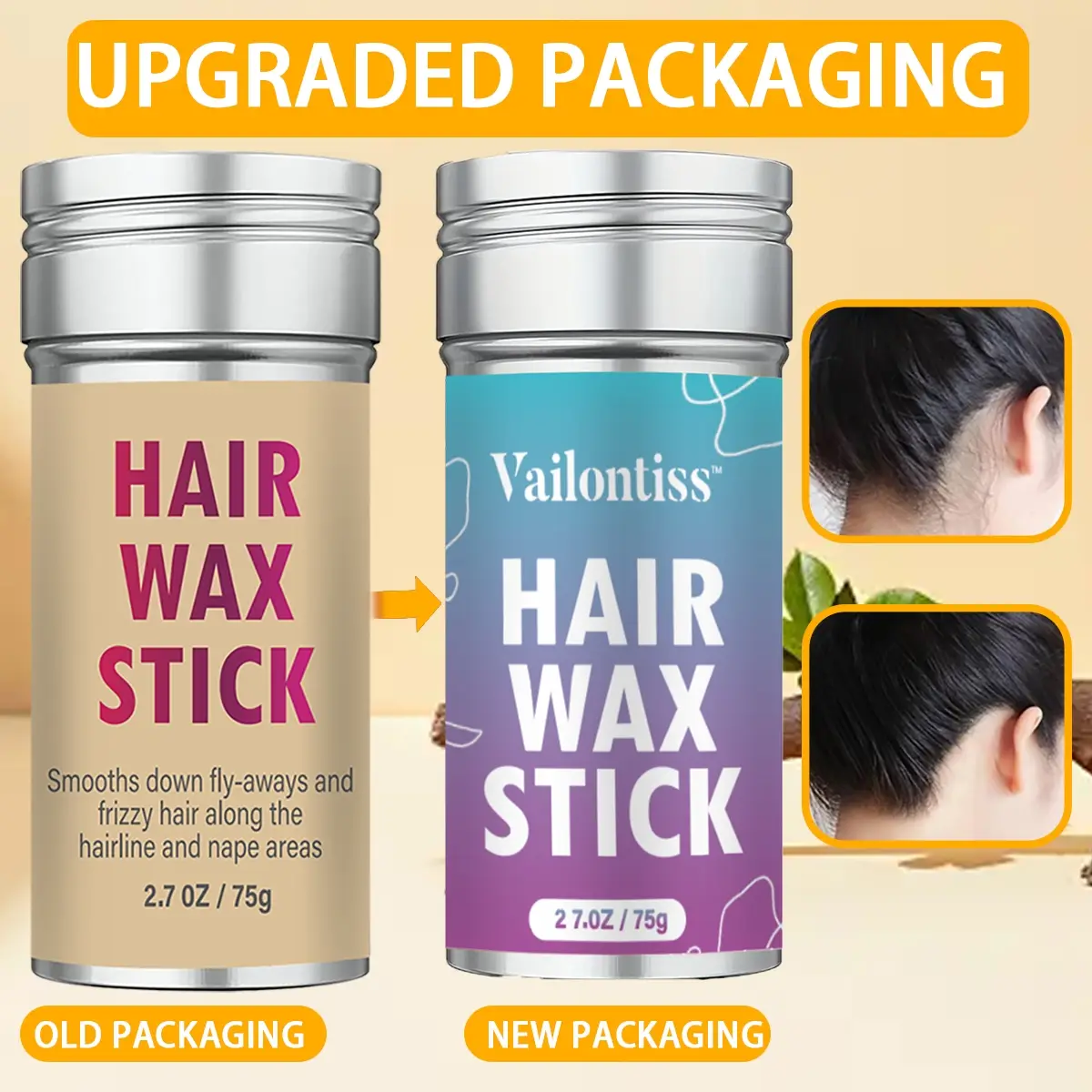 Non-Greasy Hair Edge Control Frizz Control Hair Stick, Long Lasting Pomade Stick Styling Gel, Flyaway Hair Tamer Wig Smoothing Wax Cream