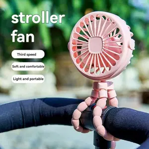 Portable Octopus Shaped Fan for Stroller, USB Rechargeable Handheld Mini Fan with Phone Holder, Multifunctional Baby Pushchair Accessories, desktop fan with light, dormitory fan,low-noise mini folding fan,  Handheld fan for kids,Gift for New Mom