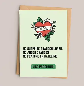 Funny Mother's Day Card - Nice Parenting, No Dateline, Greeting Card with Envelope