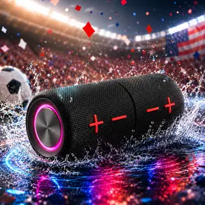SummerWins 2-in-1 Mini Splittable Wireless Bluetooth Speaker - IPX6 Waterproof, 40W Stereo Dual System, 8000mAh Battery, V5.3, 24H Playback, Hands-Free Calling, Dazzling Lighting, Wired Smartphone Link, Cable-Free Interactive Bass (DealsForYouDays)
