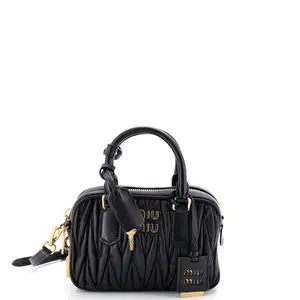 Pre-owned miu miu Leather Top Handle Bags Arcadie Top Handle Bag Matelasse Small by Rebag