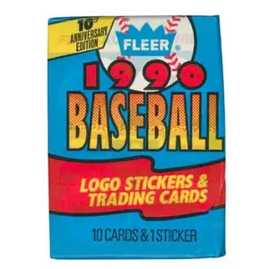 Fleer 1990 Baseball Cards 10th Anniversary Edition with Logo Stickers & Trading Cards 10 Cards & 1 Sticker