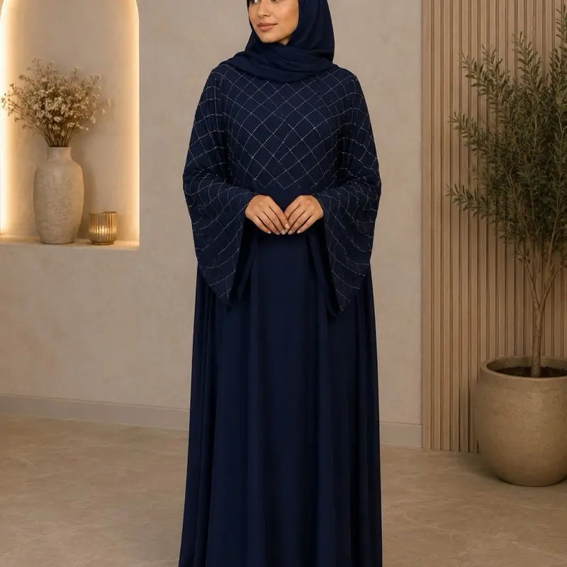 Women's Islamic #71 Dubai Luxury Butterfly Abaya, Boat Neck, Long Sleeve, with Internal Belt, Modest Fashion, Hijabi Fashion, Butterfly Abayas, Bell Sleeve