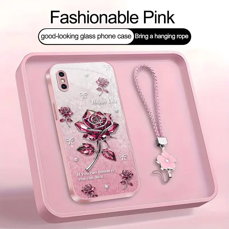Suitable for [iPhone Xs] high-end women's phone case🤩,exquisite rose pattern, sophisticated yet elegant，drop-resistant, affordably priced，fingerprint-resistant  YM99