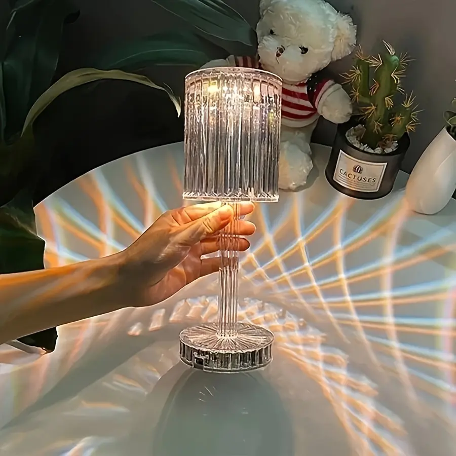 Crystal Table Touch Lamp, USB Rechargeable Home Night Light, Touch Switch, Bar Bedside Restaurant Decoration Night Light, Christmas Gift Night Light
