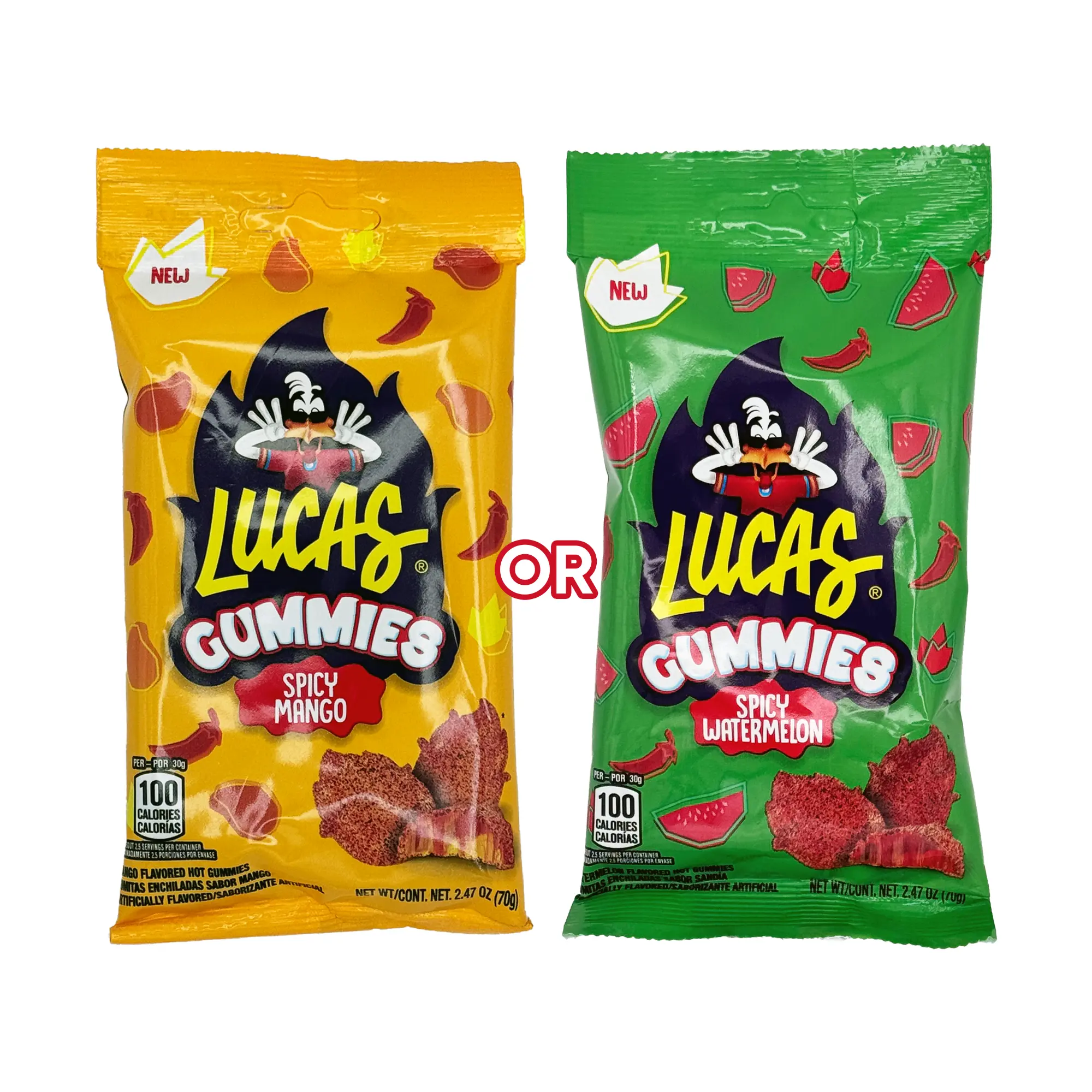 Lucas Gummies Spicy Mango or Watermelon - 2oz Mexican Candy Dulces Mexicanos Gummy Sweet Snack Treat Lucas Gummies Spicy Mango or Watermelon - 2oz Mexican Candy Dulces Mexicanos Gummy Sweet Snack Treat