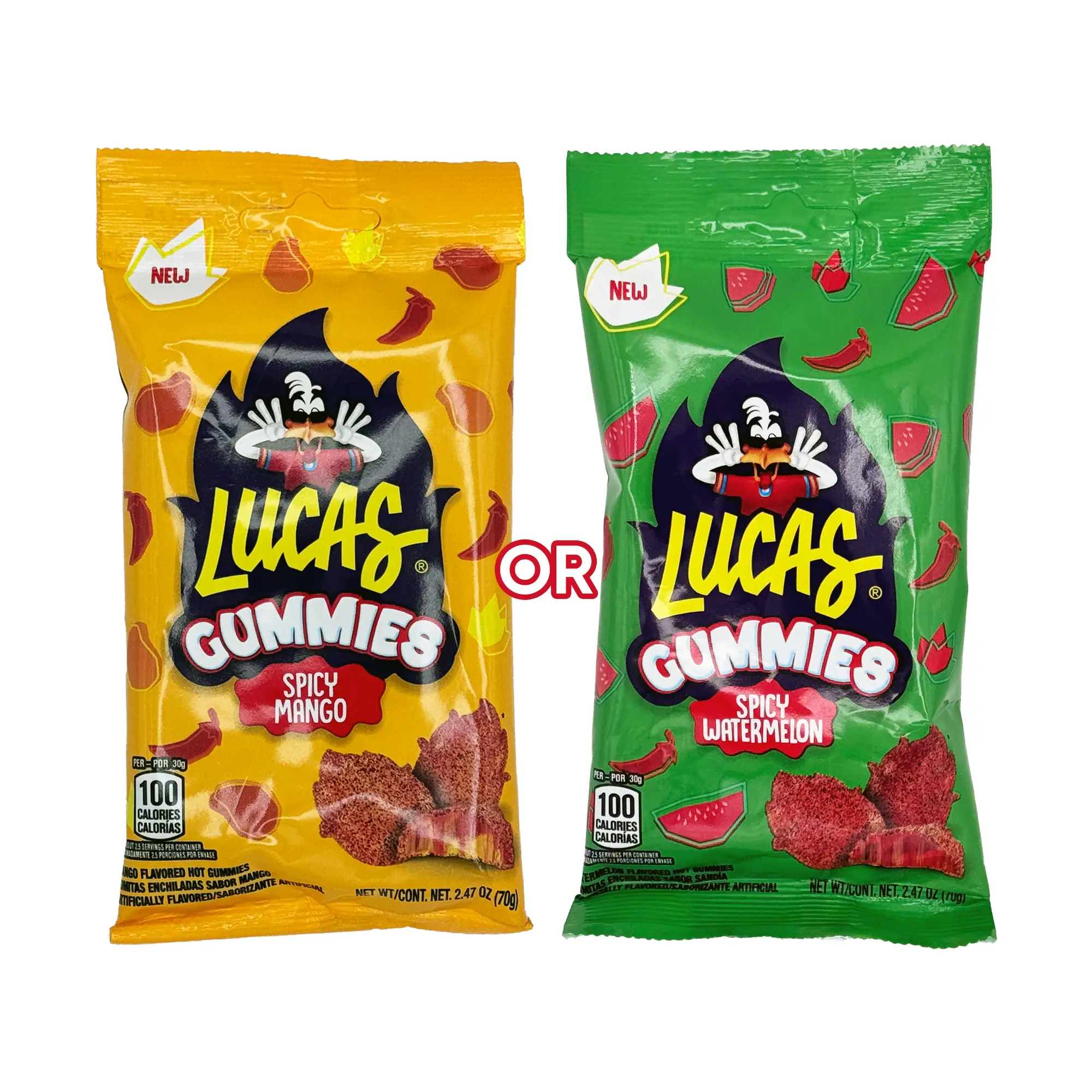 Lucas Gummies Spicy Mango or Watermelon - 2oz Mexican Candy Dulces Mexicanos Gummy Sweet Snack Treat