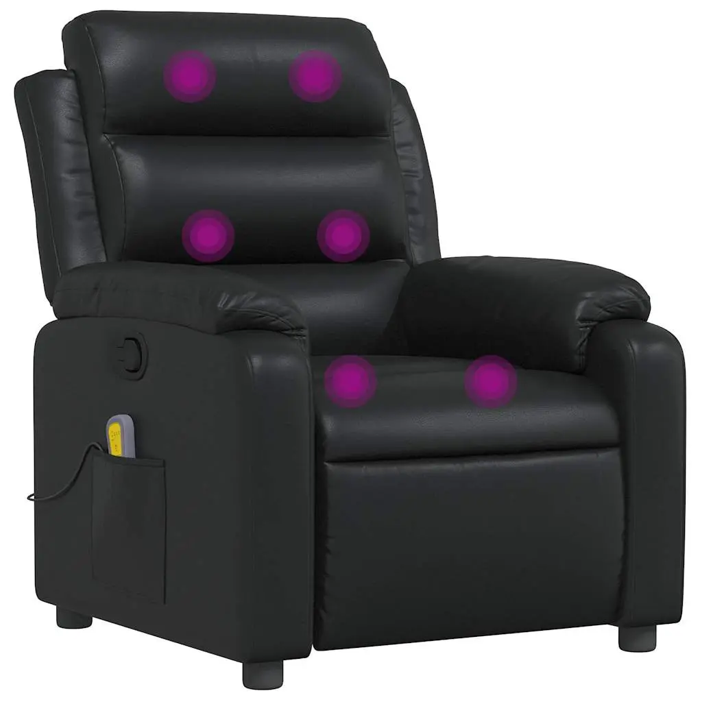 vidaXL Massage Recliner Chair, Adjustable Reclining Armchair for Elderly, Wingback Recliner for Home Theater Cinema, Modern Style, Black Faux Leather 373493