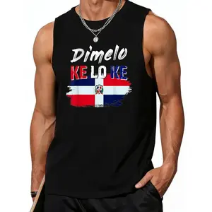 Clean design Dominican Republic flag print Vests casual knit fabric all-season