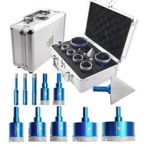 Core Drill Bit Set -   Hole  Kit for Porcelain Tile Ceramic Marble Granite Drilling Triangle Shank 11 count 6/8/10/20/25/28/32/35/50/65mm bits &2" Chamfer bit