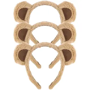 Bear Ears Headband for Women and Girls, Furry  Ears Headbands Hair Accessories for Adult Halloween  Costume(Brown