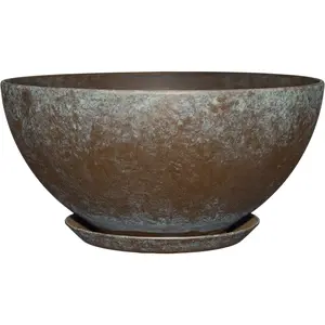 Rosie modern planter wdrainage contemporary planter bowls shallow round vases for small plants versatile indoor outdoor pots 10 weathered copper