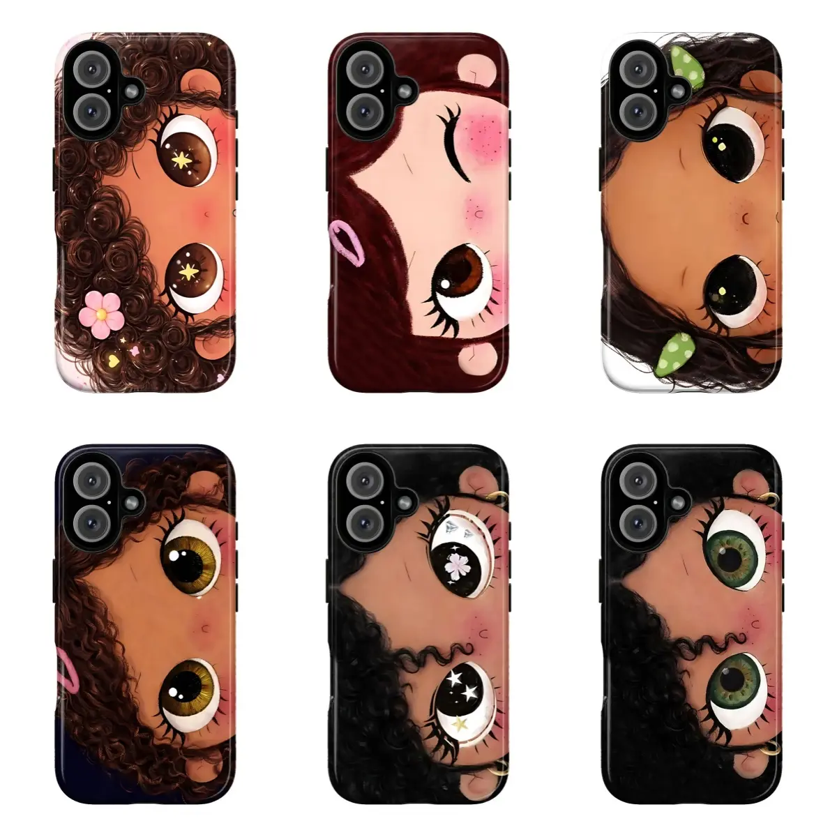 Big Eyes Cartoon Girl Phone Case – Cute Kawaii Doll Aesthetic, Starry Eyes Art Cover  For iPhone 17 Pro Max 16 15 14 13 12 11 for Samsung S21 S22 S23 S24 S25 S26 Phone Case|Tough Phone Case|gift for him for her|Best Gift