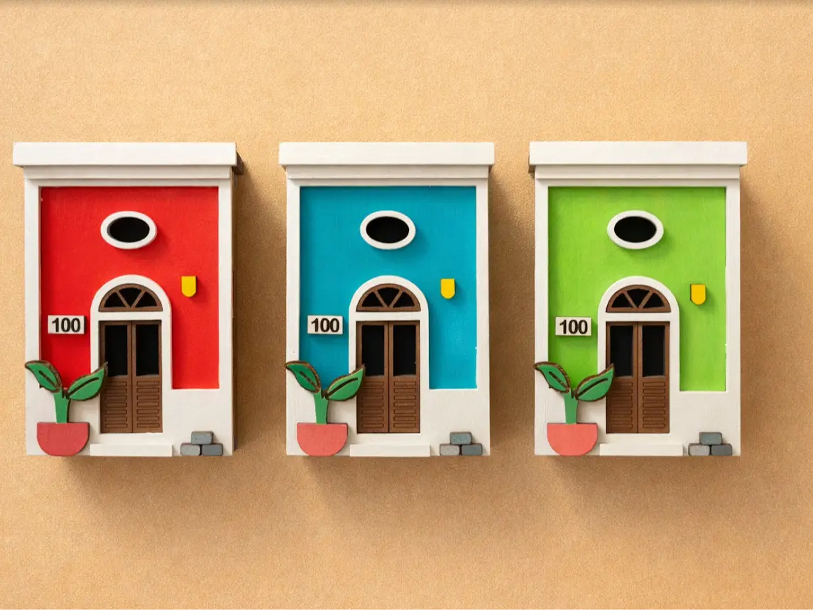 Mini Old San Juan Houses Box 3D Picked Ornaments