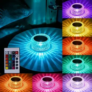 Portable Crystal LED Table Lamp, 3-Levels Brightness Desk Lamp,3 Color Touch Control Rechargeable Lamp for Bedroom Living Room Decor (16 Color)
