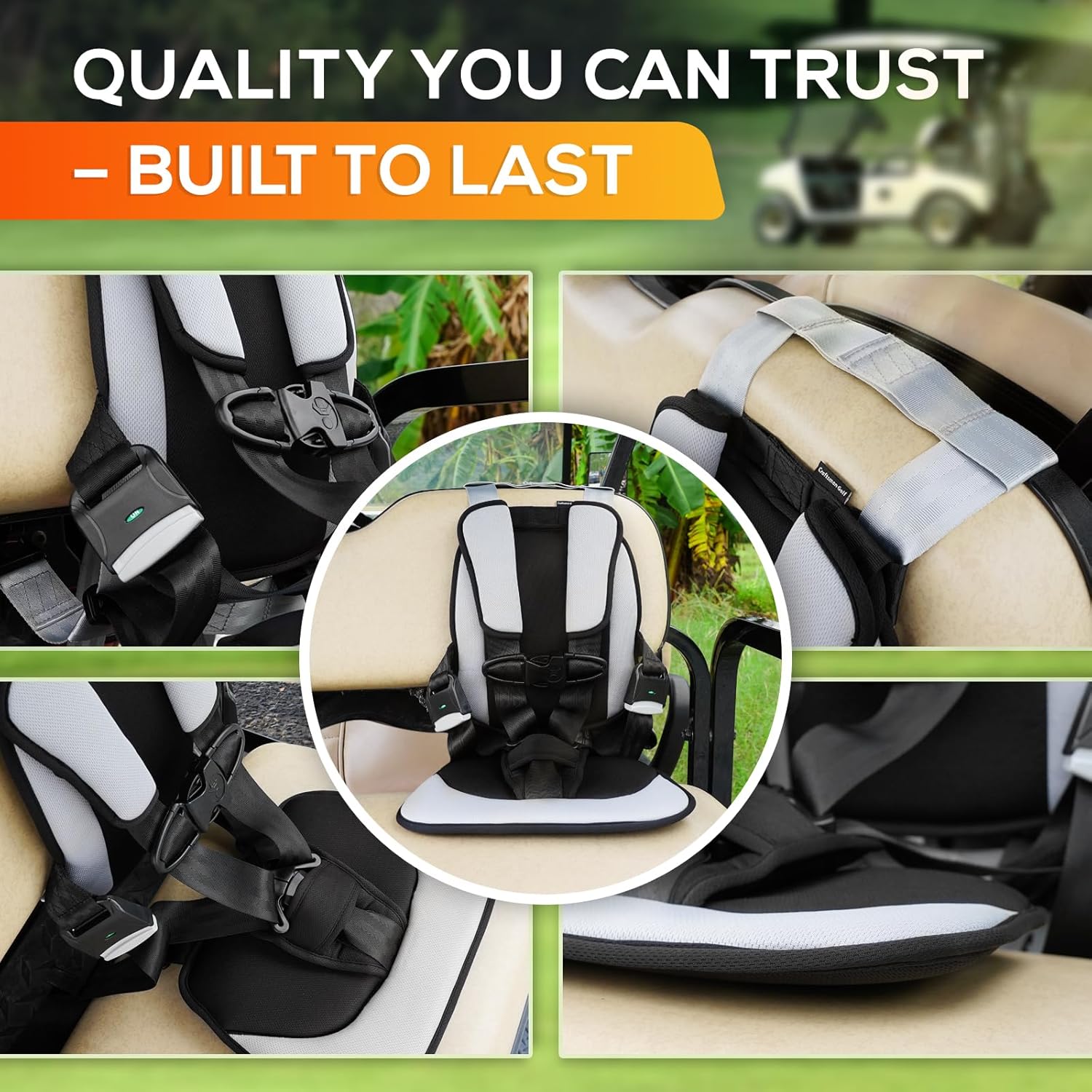 Craftsman Golf Gray Child Positioner for Golf Carts 5 Point Harness to Keeps Kids Secure in Golf Cart Universal Fit for Most Golf Carts