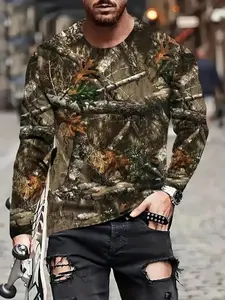 Men's Long Sleeve T-Shirt, Casual Fitted Street Style Print Design, Suitable for Gym, Daily Wear, Party, Urban Fashion