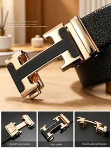 Men's Fashion Leather Belt, Lychee Texture, Trendy Versatile Waistband, Suitable for Business and Casual Wear, Perfect Birthday Gift