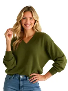 Colisco 100% Pure Mongolian Organic Cashmere V-Neck Sweater Casual Soft Warm Elegant Design Classic Fit Sustainable Luxury Women's Knitwear