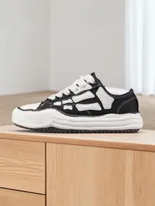 Dark Style Skeleton Design Dissolving Shoes, Colorblock Thick Sole Height Increasing Casual Sneakers, Comfortable Fashion Footwear