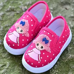 Girls' Cute Polka Dot Canvas Sneakers Round Toe Fashion Casual Shoes School Wear Comfortable Tennis New Arrival Autumn Winter