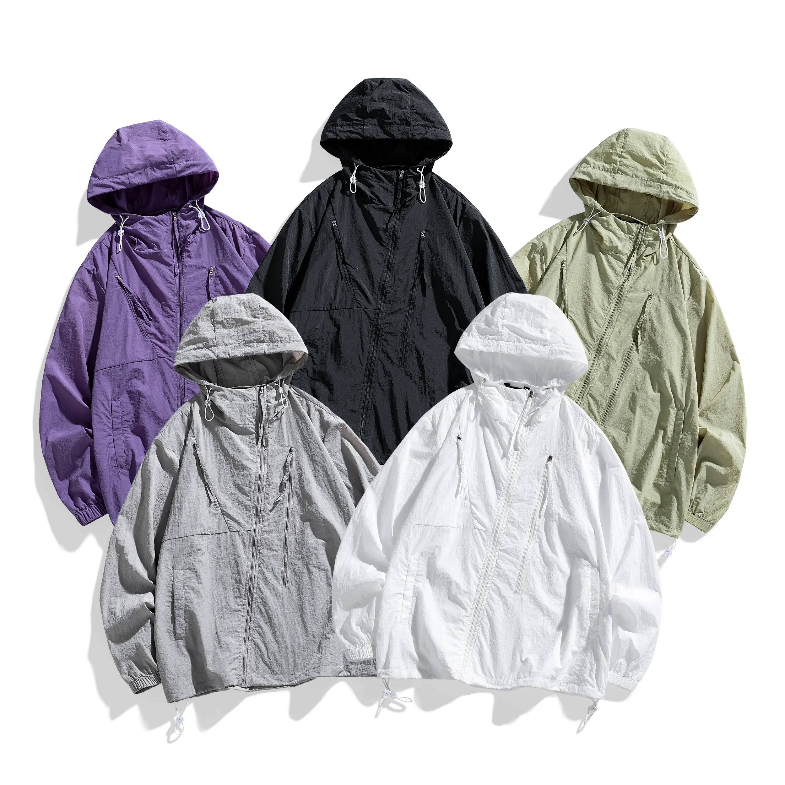 Men's Lightweight Sun Protection Hooded Jacket, Quick Dry Breathable Windbreaker, UV Protection Packable Casual Coat for Summer Outdoor & Streetwear