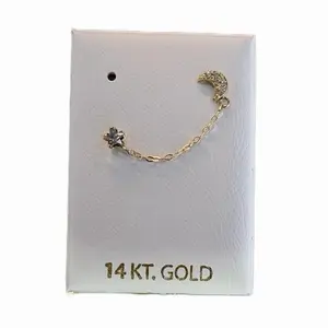 14K Gold Moon & Star Earring with Delicate Chain and Sparkling Star Detail for Elegant Everyday Wear