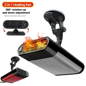 12V/24V Portable Heating Fan 120W Defogger Defroster Demister Fast Heating Windshield Defogging Defrosting Heating Fan 2 in 1 Portable Heater Defroster 360 Degree Rotating
