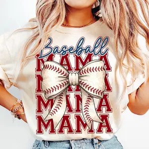 Baseball Mama Shirt, Coquette Bow Baseball Mom Sweatshirt, Baseball Game Day Tee, Sports Mama Mother's Day Gift