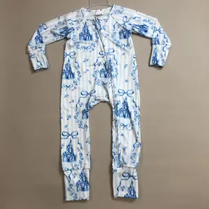 FS Baby Girl Winter Clothing Blue Princess Newborn Baby Onesie Bows Shower Gift