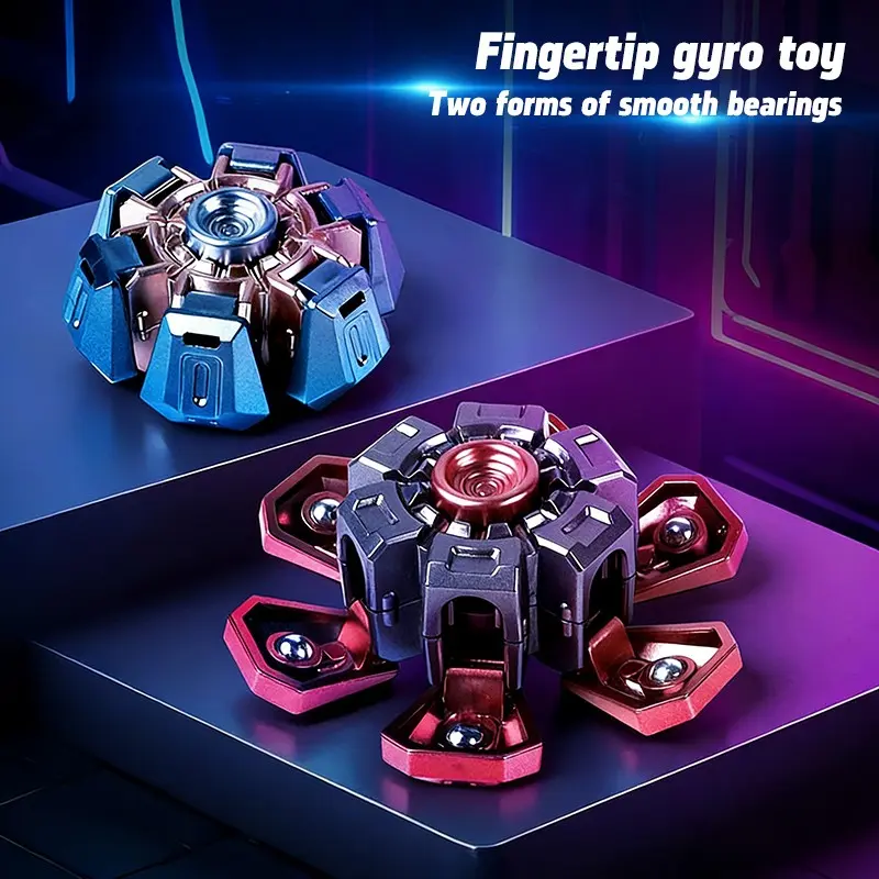 Creative Finger Gyroscope Mechanical Transformer Robot Toy, Stress Relieving Tool Fidget for Adults and Kids, Anxiety Reduction Technology Gift