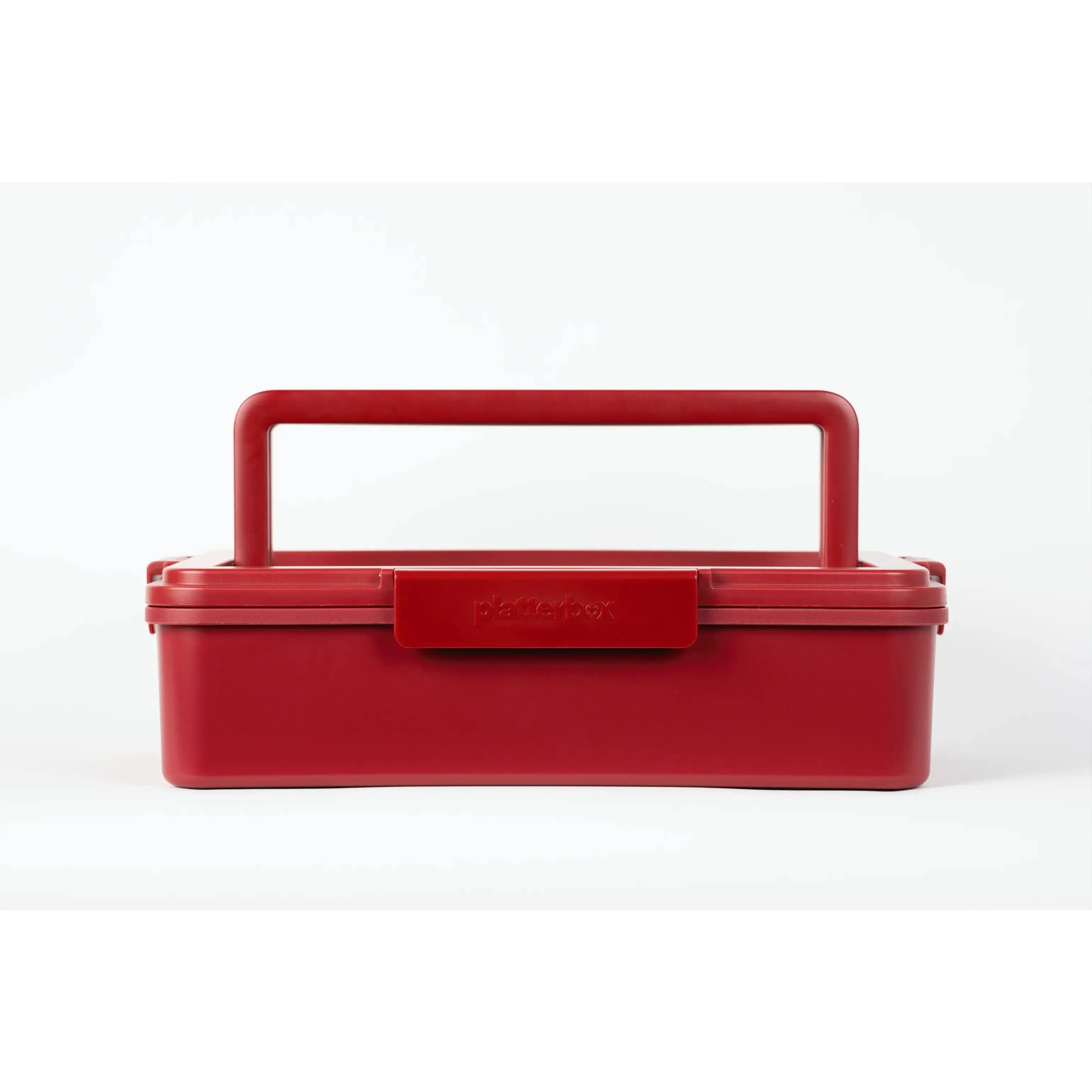 Ruby Red Platterbox Insulated Food Carrier with Gold Stainless Steel Tray, Transparent Lid Window, Locking Lid and Carry Handles, Includes Dividers, Container and Toothpicks, Oven Safe, 5500ml