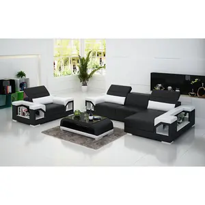 Edwin Mini Modern Leather Sectional with Chaise