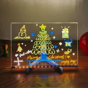 Creative Rewritable Message Board, Glowing Acrylic Message Marker Board, LED Note Board With Colors, Acrylic Dry Erase Drawing Board, Note Glass Led Board White Board