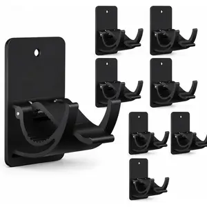No Drill Curtain Rod Brackets 8 Pack, Self Adhesive Curtain Rod Holders for Windows, Renter Friendly Hooks for  Curtains,  Free Pole Bracket for Apartment Bathroom Bedroom Kitchen Dorm