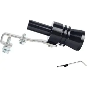 Universal Aluminum Turbo Sound Exhaust Muffler Pipe Whistle Car Blow off valve BOV Tip Simulator Whistler (XL-Black) turbo whistle