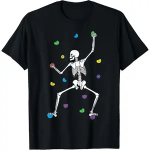 100% Cotton Skeleton Climbing Walls Boulder Bouldering Boulderer T-Shirt