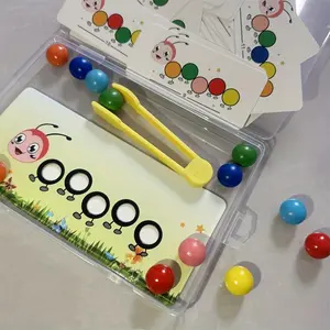 Caterpillar Clip Beads Toy, 1 Box Colorful Beads Game, Educational Shape Sorter Toy, Montessori Toy for Kids, Birthday Gift