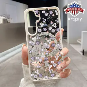 Magnetic Phone Case for Samsung Galaxy S24 Plus S25 Ultra S23 FE Ultra S22+ Full of elegant purple florals  Pattern TPU Shockproof Anti-Scratch Durable Stylish Smartphone Cover