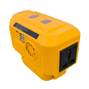 Power Inverter Generator Fit for Dewalt 18V/20V Lithium Battery, DC18V to AC 220-230V Portable Power Station for Phone Charger Adapter, 1 USB Ports & 1 Type-C & 1 AC Outlet, 200LM LED Light