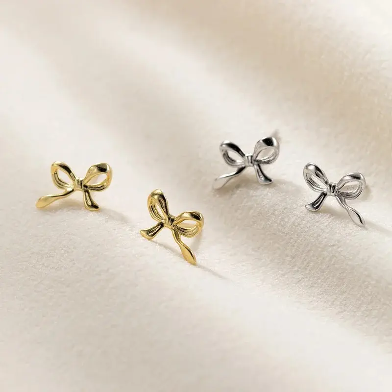 Mini Bow Tied Earrings | Dainty Bow tie | Trendy Earrings | Cute Bow tie | Bow tied Jewelry | Lightweight Earrings | Elegant Classy Chic Female Casual Elegant Baroqu | Bow Earrings | Bow Jewelry | Trendy Jewelry Cute Going out earrings