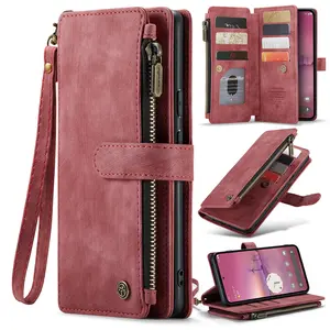 Google Pixel 10/9/8 Pro Xl Flip Cover Case, Multi-Slot Zipper Wallet, Handheld Lanyard, Protective Phone Shell, Accessory