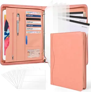 3-Ring Padfolio Portfolio Binder Organizer,PU Leather Folder Binder Business Planner Notebook Zippered Portfolio for Women/Men with Document Sleeve,Letter/A4 Size Clipboard
