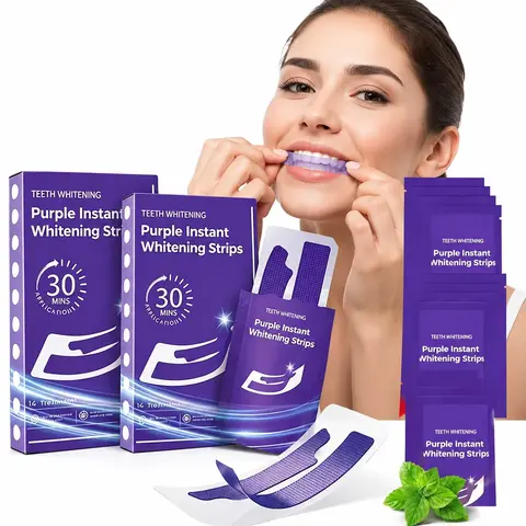 Purple Teeth Whitening Strips Value Multi-Pack - 14 Treatments (28 PCS), Stain Remover for Sensitive Teeth, At-Home Brightening Self Care Products